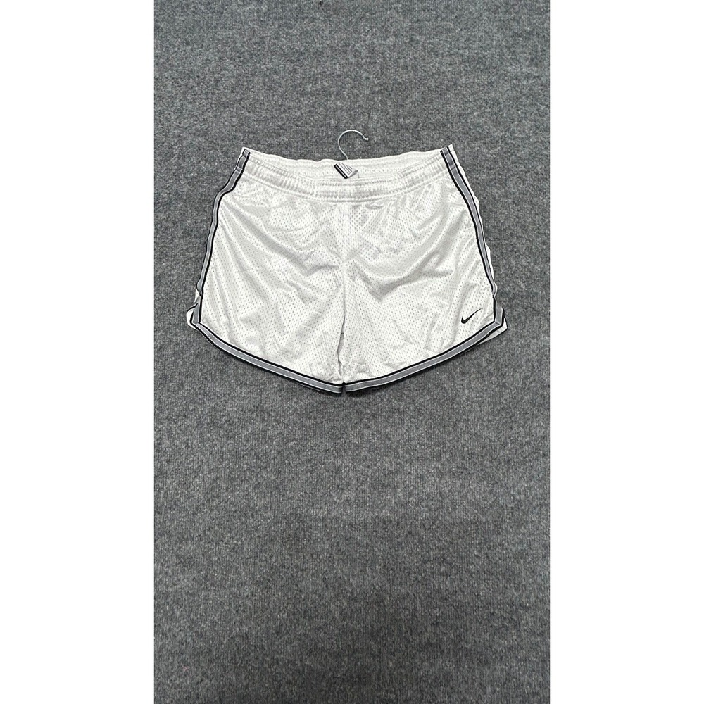Nike Shorts Womens Size L White Mesh Athletic Gym Running Striped Swoosh